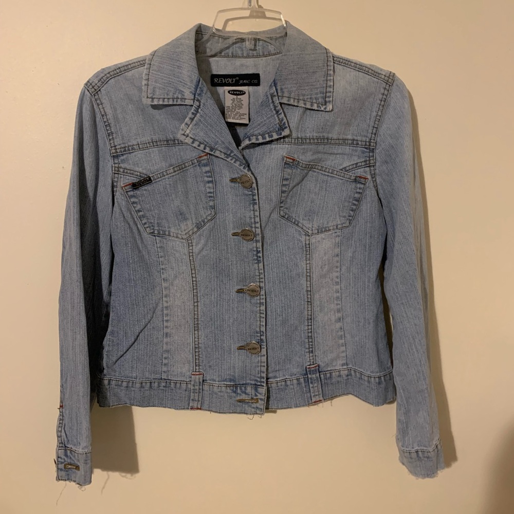 Vintage Y2K Revolt Jeans Womens Denim Jacket Sz Sm Cropped Style